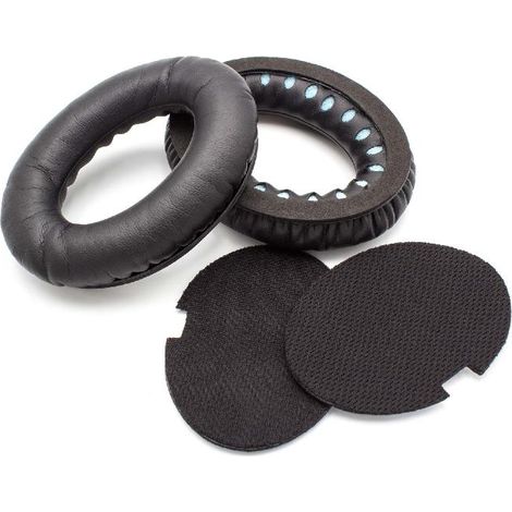 vhbw 2x cuscinetti auricolari di ricambio compatibile con Bose QuietComfort AE2w, 25, AE2i, AE2, QC2, 2, QC15, 15 cuffie, headset, poliuretano nero