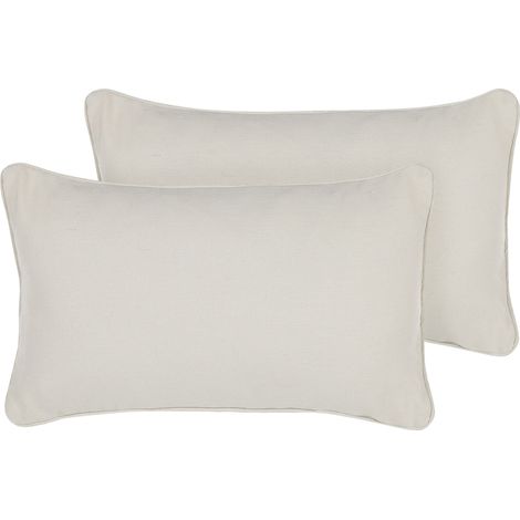 Lot de 2 Coussins Décoratifs à Housse Amovible 30 x 50 cm Blanc Héliotrope