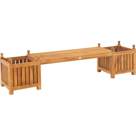Banc de jardin 210 cm design en teck avec jardinières élégance naturelle 100007937 (1/5)