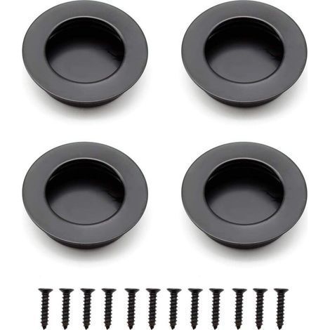 Poignée de porte coulissante encastrée noire en acier inoxydable – 40 mm – Haute résistance à la rouille – Installation facile pour meubles (1/5)