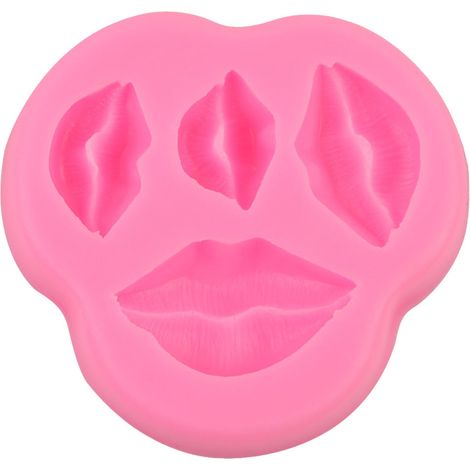 Moule à gâteau en silicone en forme de lèvres, fait maison, pour les fêtes (rose) (1/5)