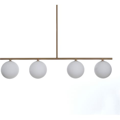Lampadario in acciaio verniciato ottone anticato cm. L.95 P.15,5 H.90 (1/5)