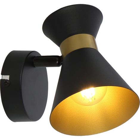 Applique moderna Breda nero/oro 1xE14 40W Reality in metallo