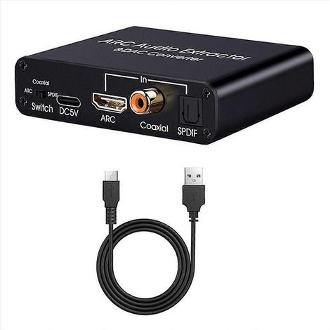 Extracteur audio ARC 192 kHz, conversion vers optique/SPDIF, coaxial, stéréo G/D et jack 3,5 mm