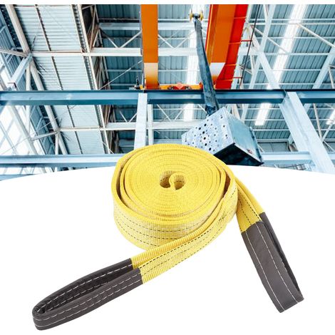 Élingue de levage plate en polyester jaune à double boucle 3T 6M pour grues industrielles (1/5)