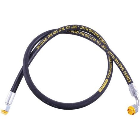 Flexible hydraulique 180 bar, filetage M18x1,5 droit/coudé à 90°, longueur 1250 mm, DN10-1SN (AK-10-1250 P11P12), 18 MPa, Waryński