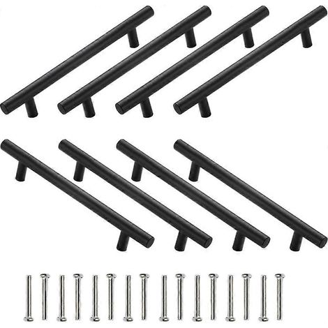 Poignées de tiroir noires homdiy, lot de 10 - HD201BK, poignées de porte d'armoire, entraxe de 11,4 cm (4-1/2 po), quincaillerie pour armoires, poignées d'armoire modernes. (1/5)