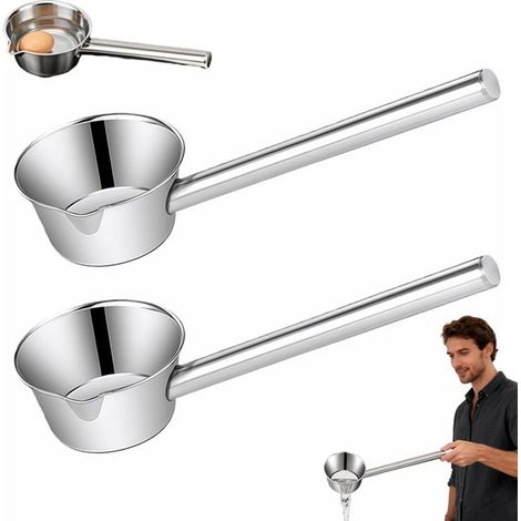 Louche - Grande louche à soupe - Louche en acier inoxydable avec bec verseur - Louche à eau - Manche de 35 cm - Cuillère de 12 cm - Argentée - Pour la maison et le camping (1/5)