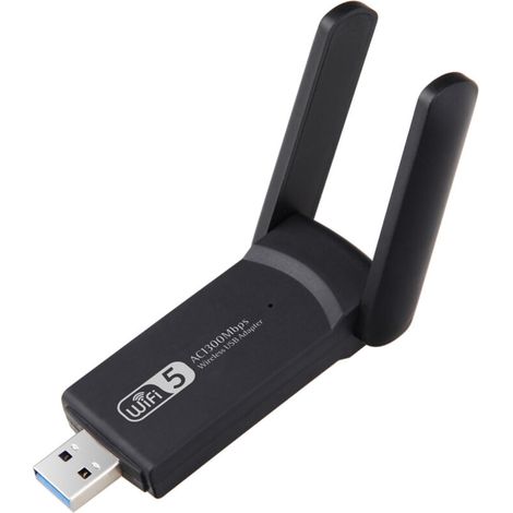 Clé WiFi, le WiFi Puissante AC1300 Mbps USB 3.0 Double Bande Antenne WiFi 2.4G / 5GHz Dongle WiFi PC/Laptop/Desktop/Tablet, Compatible avec Windows 11/10/8/7/XP, Mac OS X black (1/4)