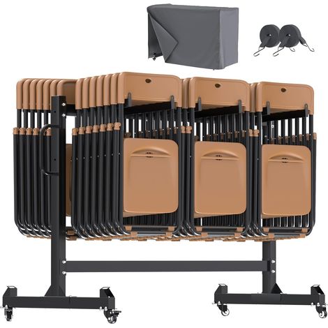 YODOLLA Heavy Duty Folding Chair Rack & Table Storage Cart, 1-Tier 245kg Capacity