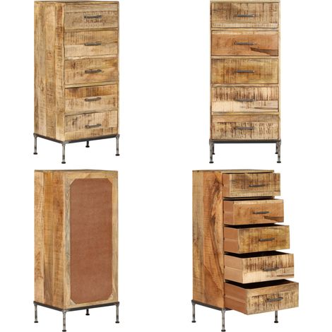 Kommode 45x35x106 cm Massivholz Mango - Mangoholzmöbel - Holzkomode - Sideboard - Wohnzimmermöbel - Vintage Stil - Home & Living (1/5)
