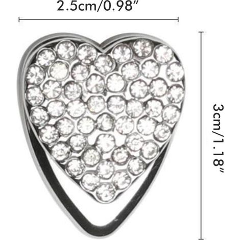 Lot de 5 crochets décoratifs en forme de cœur, autocollants et ornés de cristaux, pour voiture, à fixer sur le tableau de bord (clés, coque de téléphone, câble de chargement). (1/5)