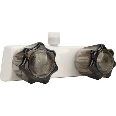 Robinet de douche à inverseur pour camping-car, mitigeur facile à poser avec 2 poignées, pour bateau ou van, base blanche, lot de 1 (1/5)