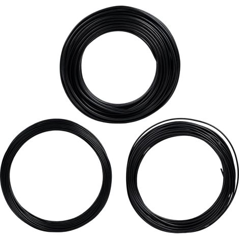 Fil de ligature bonsaï aluminium noir,Lot de 3 rouleaux de 10 m (1 mm, 1.5 mm, 2 mm),Fil flexible et antirouille pour entraînement et sculpture de bonsaï (1/5)