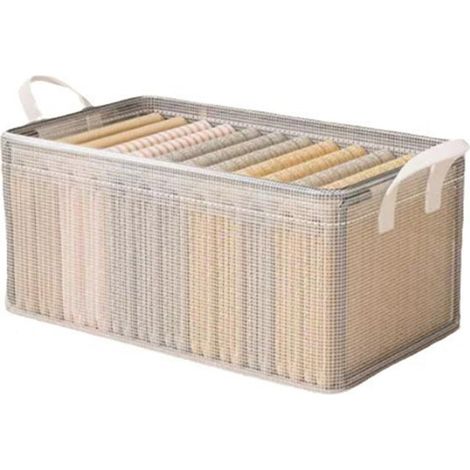 Grande bote de rangement de vêtements de style tiroir pour pulls et pantalons, organisateur de placard pliable avec cadre en acier (1/5)