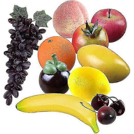 10-teiliges Deko-Obst-Set aus Kunststoff, realistische künstliche Früchte zur Dekoration (1/5)