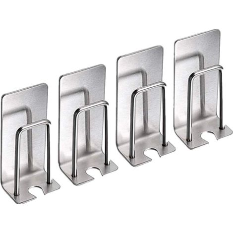 Set mit 4 Zahnbürstenhaltern aus Edelstahl – Wandmontage – für Tassen, Becher, Zahnbürsten – wasserdicht und selbstklebend – ohne Bohren – für Badezimmer (1/4)