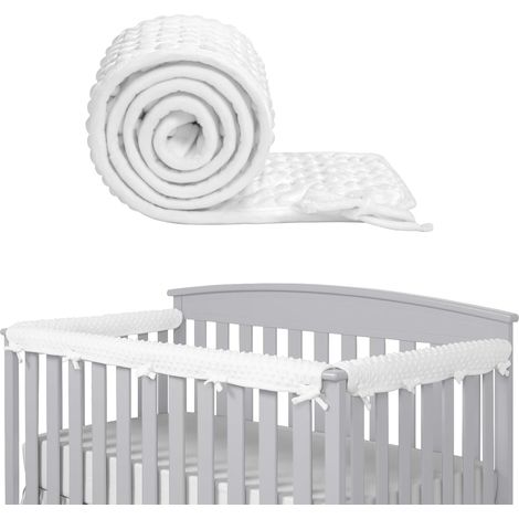 3pcs Protection de Barre de lit pour Enfants 128x18cm/68x18cm Gaine de Sécurité Autour du lit Barrière de lit Convient aux Prévention des Collisions de Rail Latéral et de Rail Avant (Blanc) (1/5)