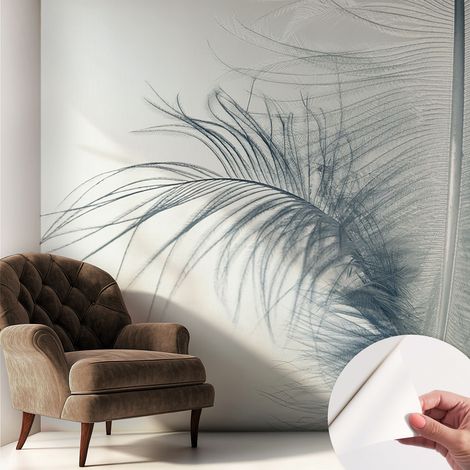 Papier peint autocollant adhésif avec motifs pour salon et chambre accessoire stylé pour votre intérieur Plume délicate 250x250 cm (1/5)