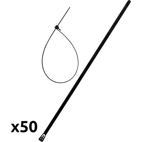 Lot de 50 colliers réutilisables 7,6x 370mm - Noir - Zenitech