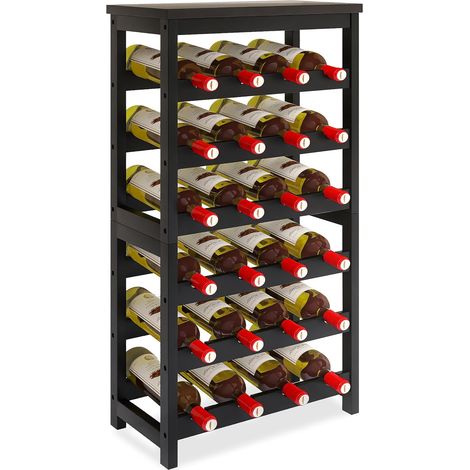 Etagere Rangement Bouteille De Vin, Design 2 en 1, Stockage Bouteille De Comptoir à 3 Niveaux De 12 Bouteilles, Casier à Vin Autoportant à 6 Niveaux De 24 Bouteilles, Noir (1/5)