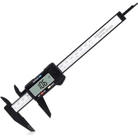 Pied a Coulisse Digital, Pied à Coulisse Numérique en Fibre de Carbone de 150 mm / 6 " Avec Écran LCD Transparent et Batterie de Secours pour les Mesures Externes, Internes, Profondeur et Pas (1/5)