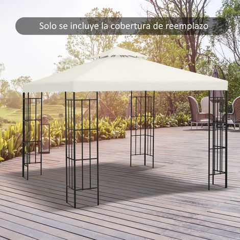 Toiture remplacement tonnelle 3x3m couverture toit double 8 trous drainage protection UV uniquement auvent remplacement pavillon kiosque, crème