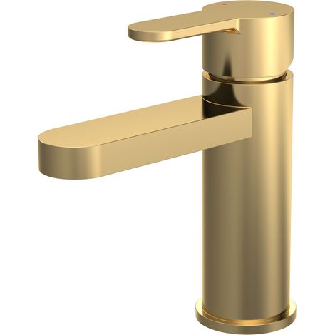 Balterley Consall Round Mono Basin Mixer Tap & Push Button Waste - Brushed Brass