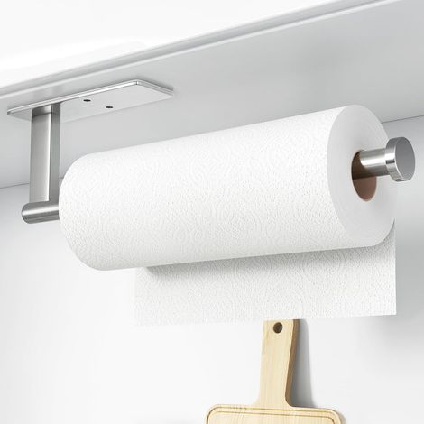 Porte-rouleau de papier essuie-tout sous meuble - Autocollant, porte-rouleau mural pour cuisine, support pour serviettes pour l'organisation et le rangement-AquaForge (1/5)