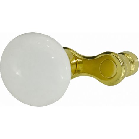 Manivelle bordelaise ronde en porcelaine de Limoges – Laiton poli – Diamètre 50 mm – Carré 7 mm pour poignées de salle de bain et WC – Dt 2000