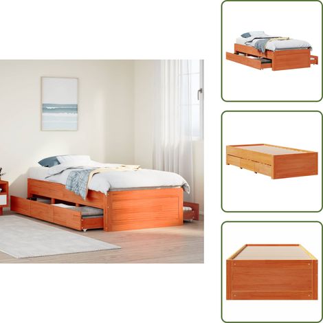vidaXL Cadre de lit sans matelas avec tiroirs 100x200 cm bois de pin (1/5)