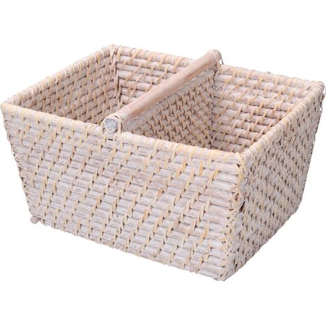Cesta de almacenamiento rectangular de mimbre del algarve blanco cm26x21h15 (1/2)