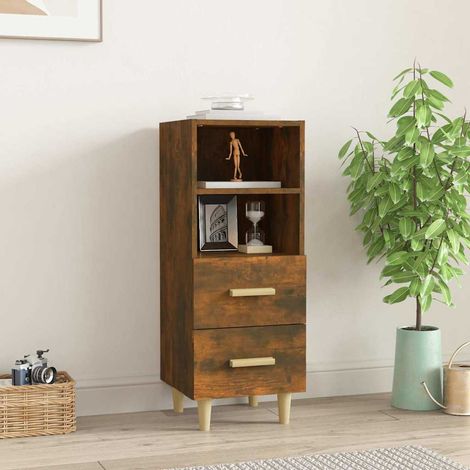 vidaXL Buffet Chêne fumé 34,5x34x90 cm Bois d'ingénierie (1/5)