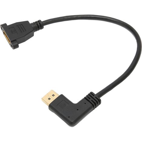 Câble DisplayPort coudé 90° verrouillable double trou, adaptateur DP 1.2 4K UHD pour écran (1/5)