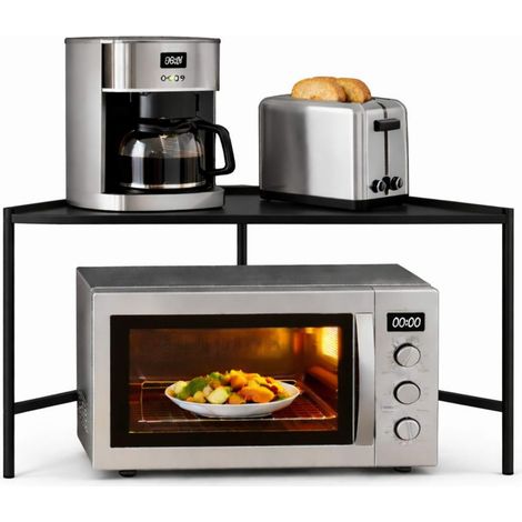 DanDiBo Mikrowellenregal Eckregal Küche Stehend Arbeitsplatte 72x72 cm Schwarz 2 Stufig 96688 Mikrowellen Regal Küchenregal Microwave Shelf