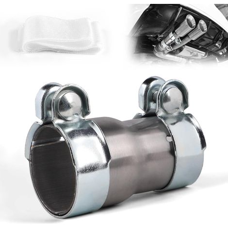 Connecteur de Tuyau Collier D'échappement, Réducteur Bande Tuyau D'échappement, Acier Inoxydable Collier de Serrage, Double D'échappement Manchon Raccord (Ø55mm à Ø65mm) (1/5)