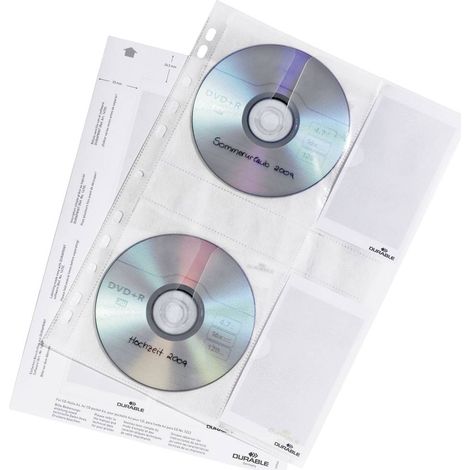 Durable Busta per raccoglitore CD/DVD 522219 4 CD/DVD/Blu-ray Trasparente Polipropilene 5 pz. (1/3)