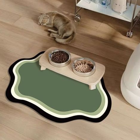 Alfombrillas comer gatos perros, alfombrillas comer resistentes salpicaduras manchas, alfombrillas fáciles limpiar antideslizantes, 4060 cm (1/5)