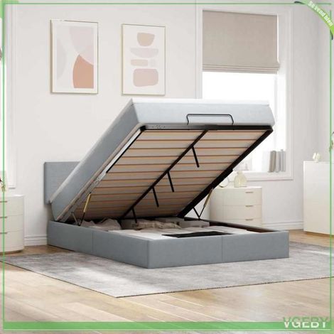 Lit ottoman avec matelas - Modèle 3311373 - Gris clair - 140x190 cm - Rangement hydraulique (1/5)