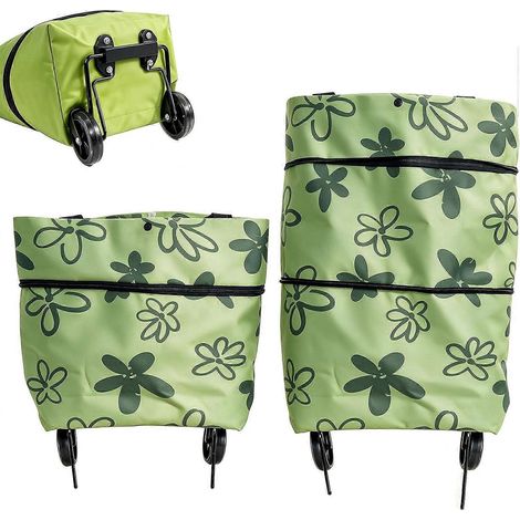 Chariot de courses pliable 2 en 1 - Chariot à sacs pliables avec roulettes pour faire les courses, aller au marché ou camper (1/5)