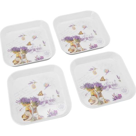 4 assiettes à fruits multifonctions pour desserts et collations, idéales pour la maison, l'école et les restaurants. Plateau de rangement et plateau à os à rôtir, couleur lavande. (1/5)