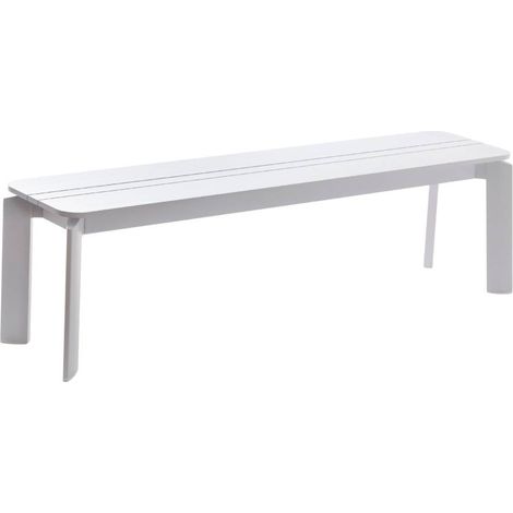 Made In Meubles – Banc de jardin en aluminium blanc 3 places – Dimensions 44x155x36 cm – Résistant aux intempéries – Design moderne (1/5)