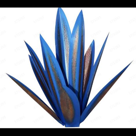 Ornement décoratif en fer forgé représentant une plante d'agave, inspiré de la tequila, pour la maison ou le jardin, bleu royal, 55 cm. (1/4)