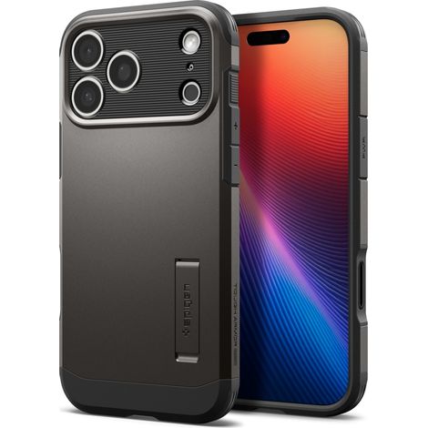 Funda Spigen Tough Armor "T" MAG MagSafe para iPhone 17 Pro Max, color gris metalizado. (1/5)