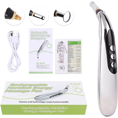 Stylo d'acupuncture électronique Meridian, masseur électrique, thérapie laser, masseur thérapeutique, stylo énergétique pour le visage, outil de soulagement des douleurs dorsales05689-AquaForge