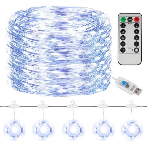 Rideau Lumineux Led - 300 Led - Alimentation Usb 5 V - Télécommande Infrarouge - Minuterie Automatique - Pour Décoration Intérieure - 1 Pièce (1/5)