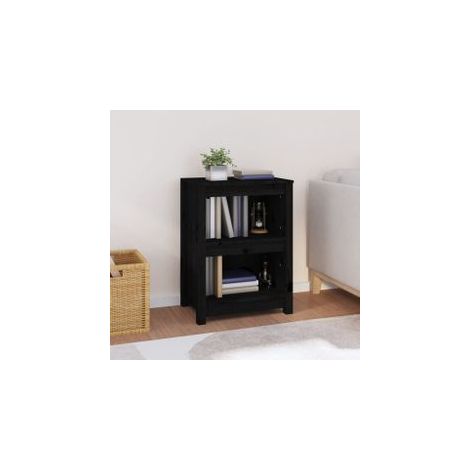 Bibliothèque Noir 50x35x68 Bois de pin massif (1/5)