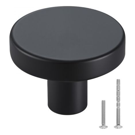 Möbelknöpfe, 10er-Pack, 32 mm, Schrankknöpfe aus schwarzer Zinklegierung, massive Küchenknöpfe, Schubladenknöpfe mit Schrauben für Badezimmer, Schränke, Schubladen, Küche (1/5)