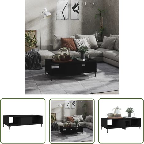 The Living Store Couchtisch Schwarz 103,5x60x35 cm Holzwerkstoff - Industrieller Couchtisch - Schwarzer Couchtisch - Beistelltisch - Wohnzimmertisch - Holzwerkstoff Couchtisch (1/5)