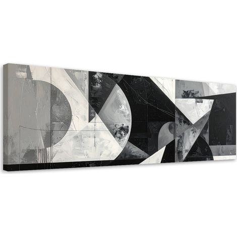 Stampe su Tela, Composizione astratta bianco e nero, 90x30 (1/5)